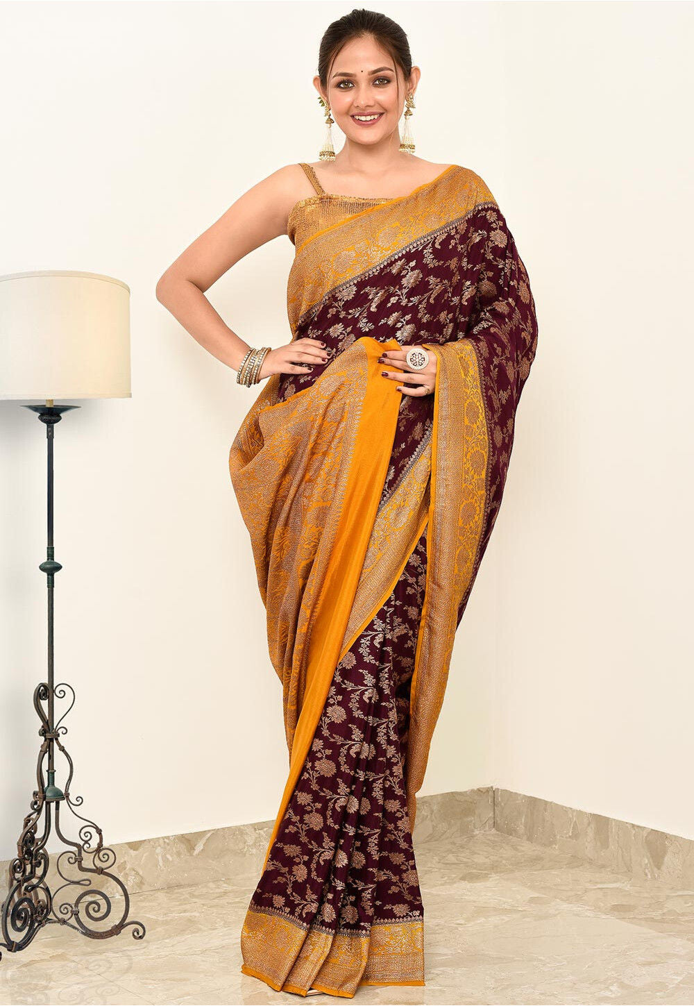 Crepe Silk Handwoven Banaras Saree