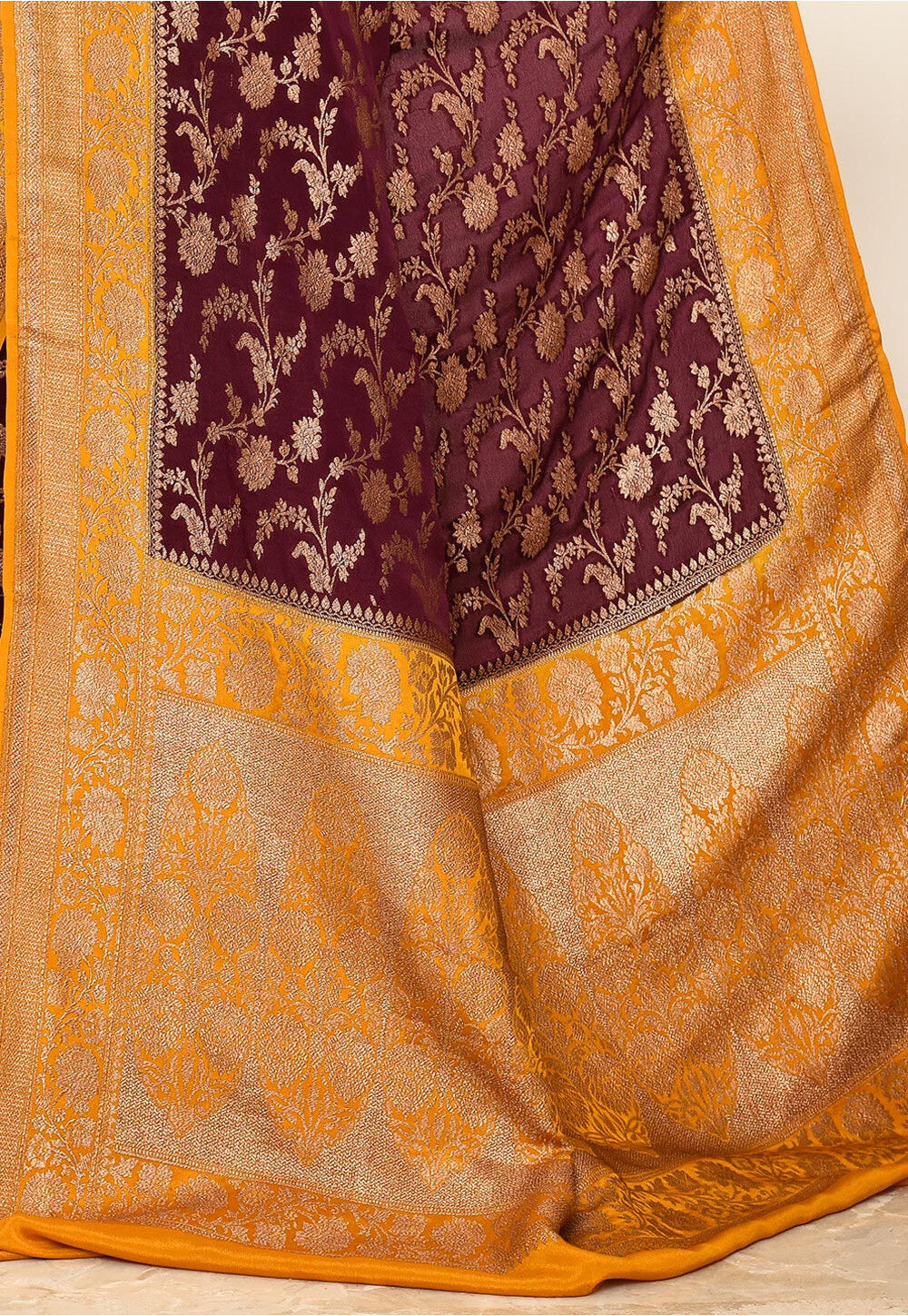 Crepe Silk Handwoven Banaras Saree