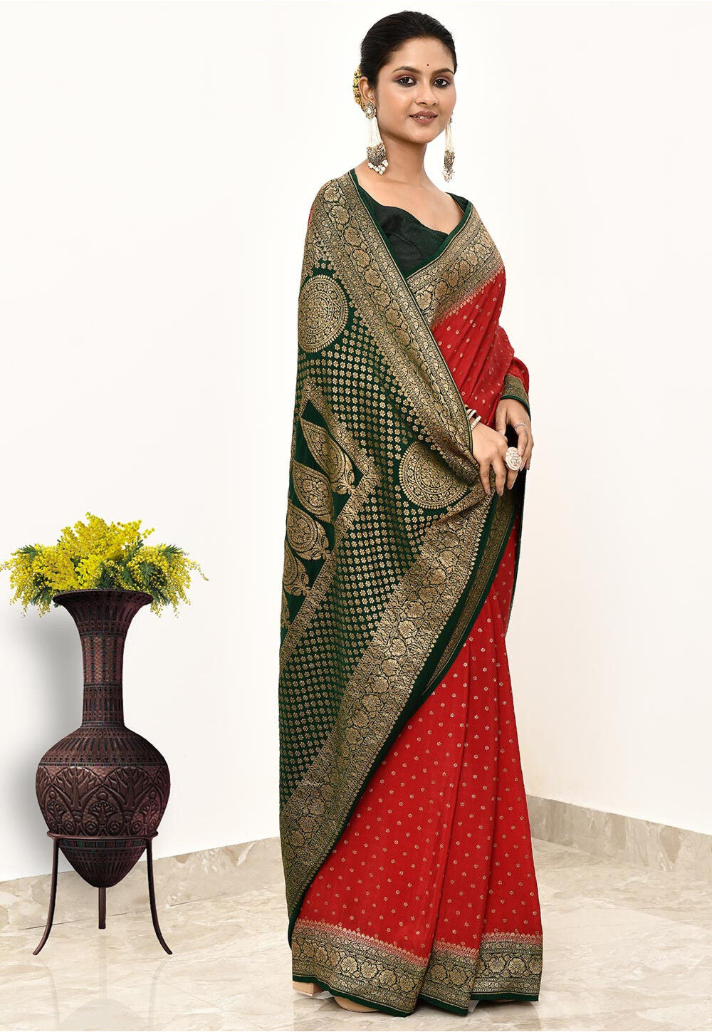 Red Khaddi Silk Handwoven Banaras Saree
