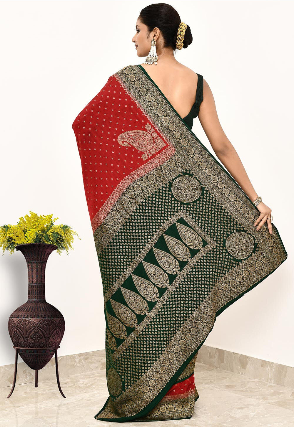 Red Khaddi Silk Handwoven Banaras Saree