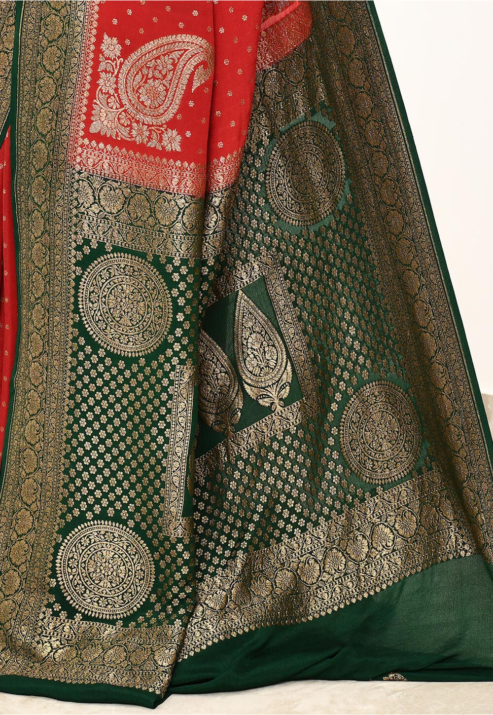 Red Khaddi Silk Handwoven Banaras Saree