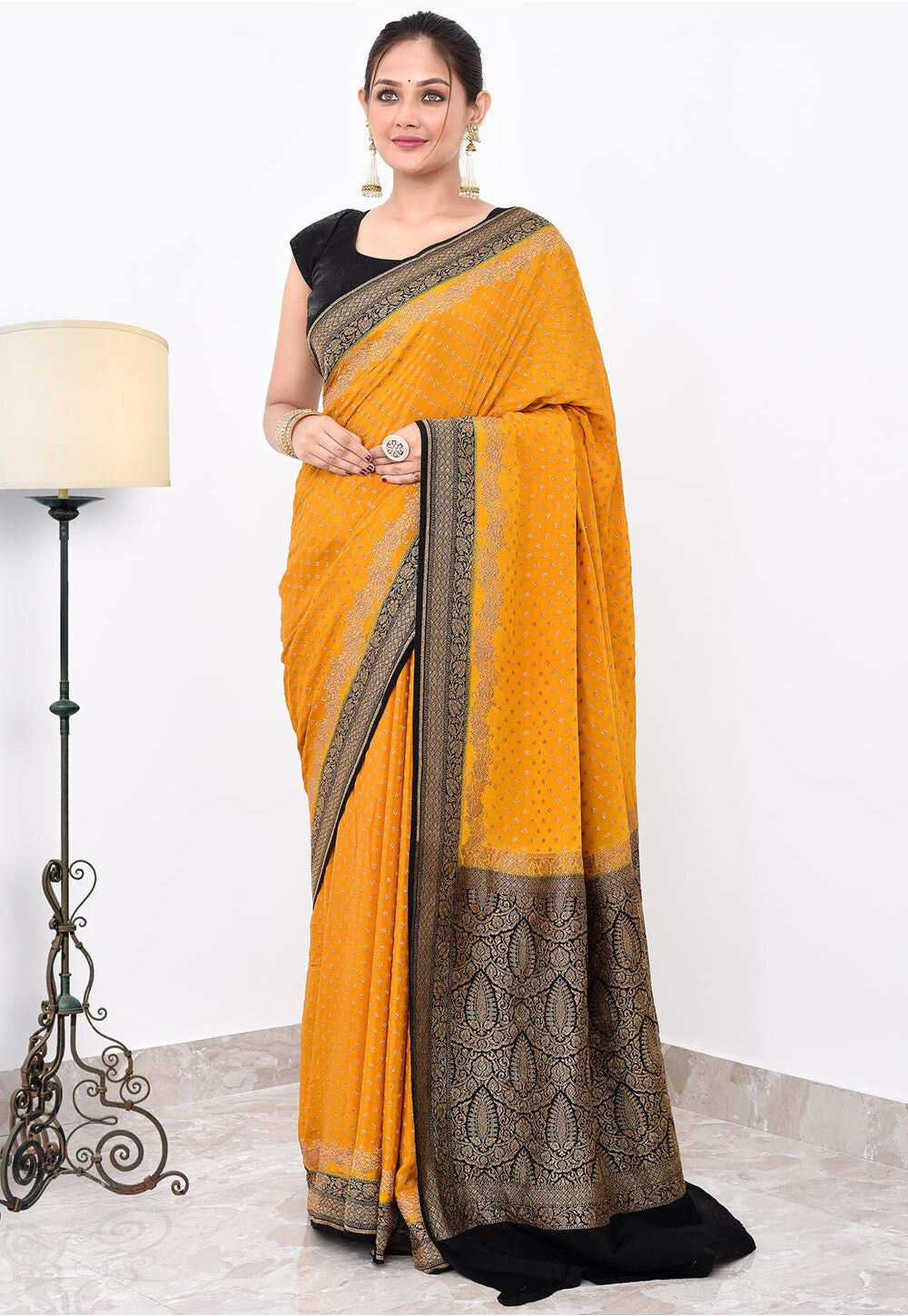 Crepe Silk Handwoven Banaras Saree