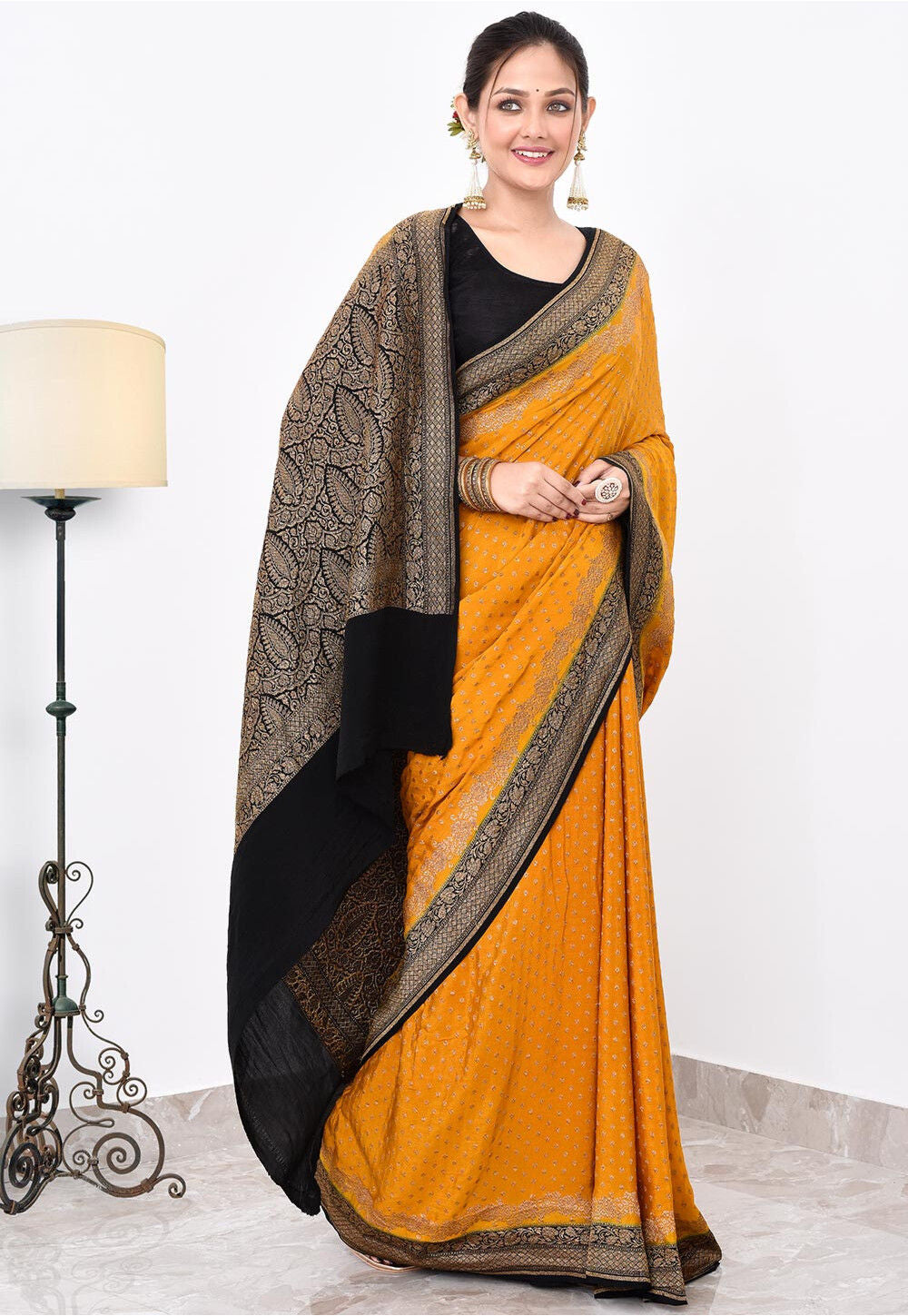 Crepe Silk Handwoven Banaras Saree