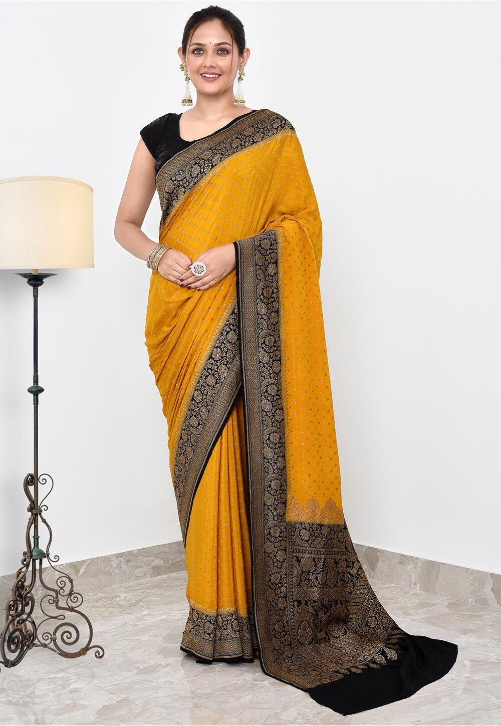 Crepe Silk Handwoven Banaras Saree