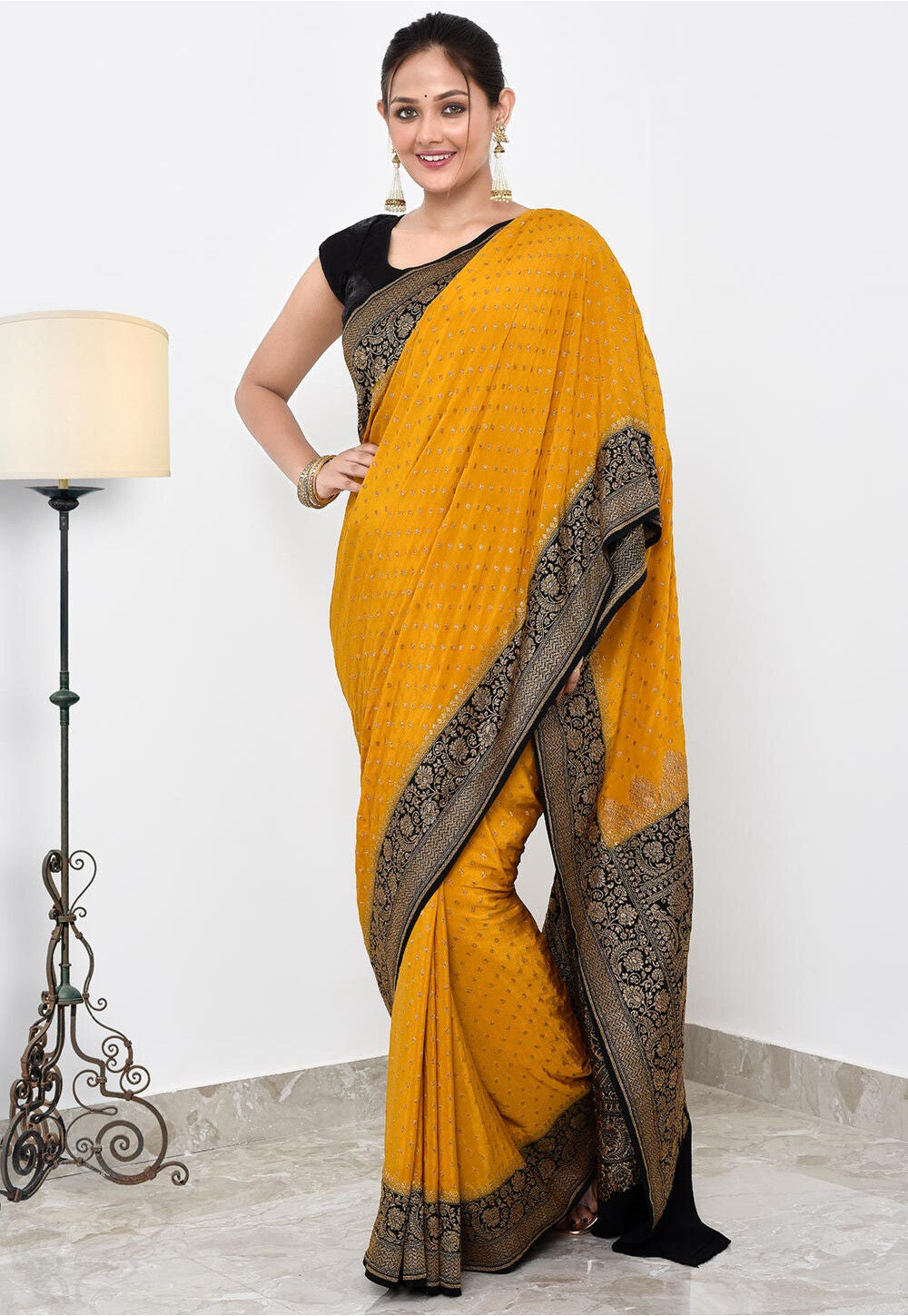 Crepe Silk Handwoven Banaras Saree