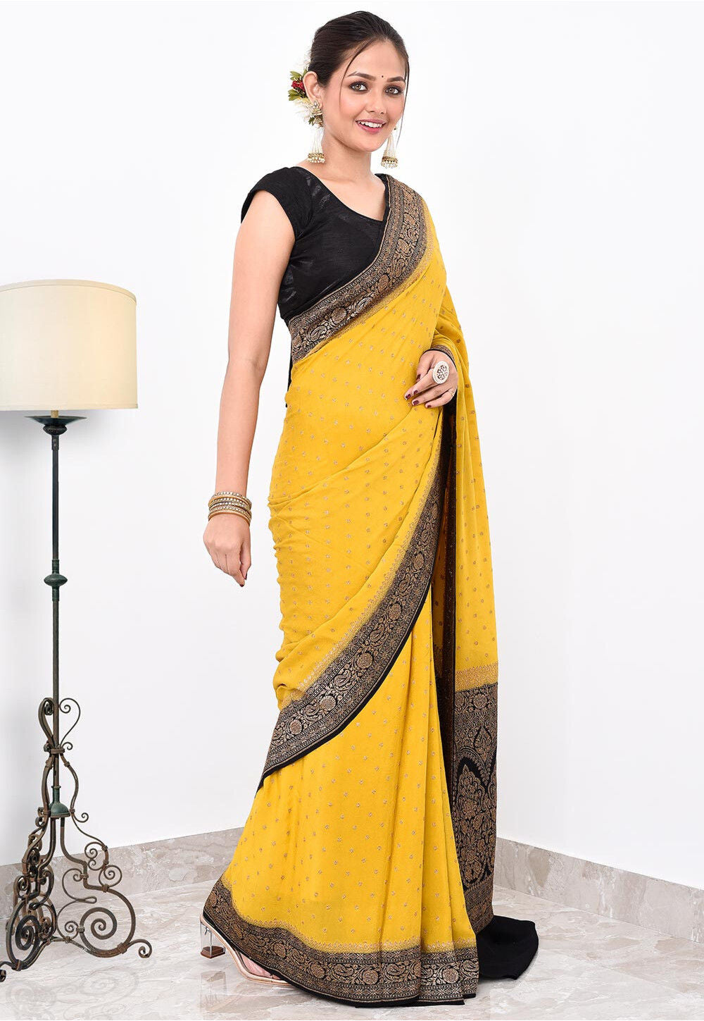 Crepe Silk Handwoven Banaras Saree