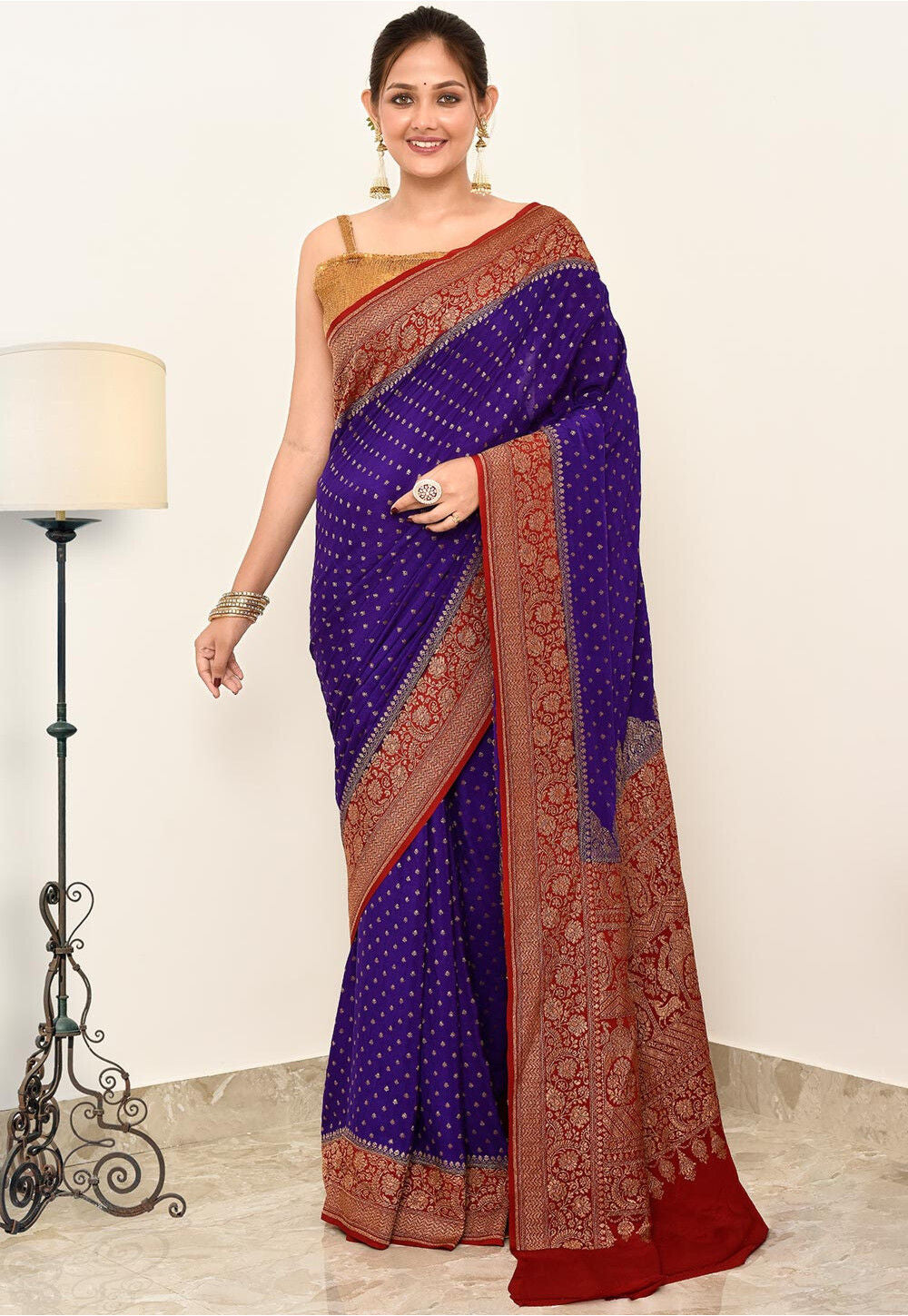 Crepe Silk Handwoven Banaras Saree
