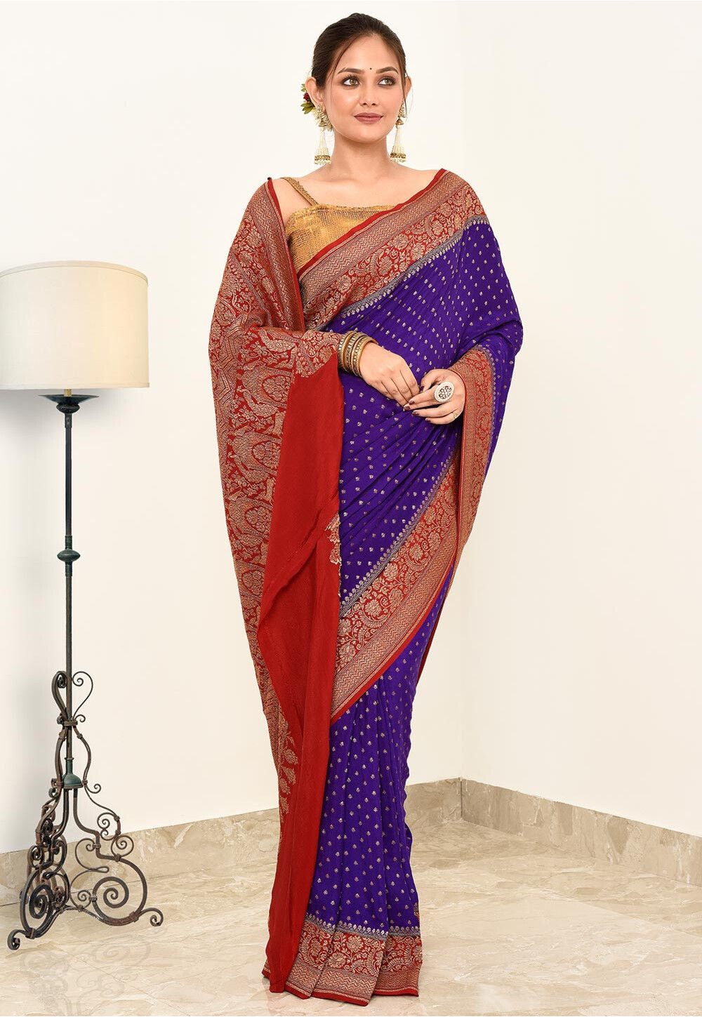 Crepe Silk Handwoven Banaras Saree