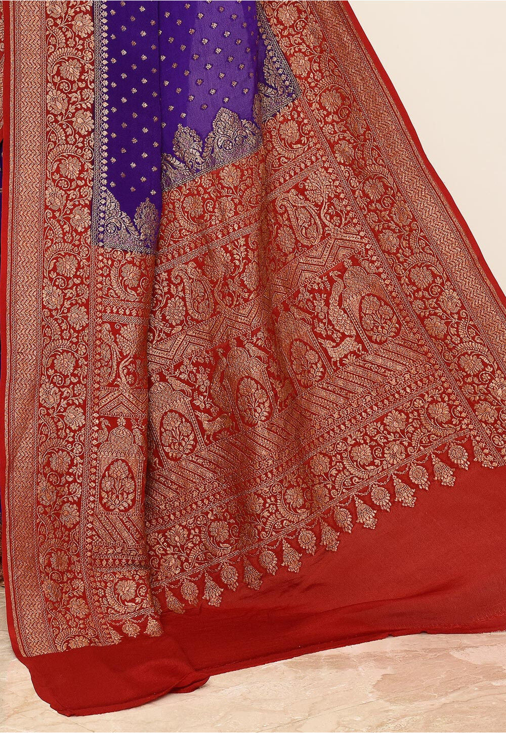 Crepe Silk Handwoven Banaras Saree