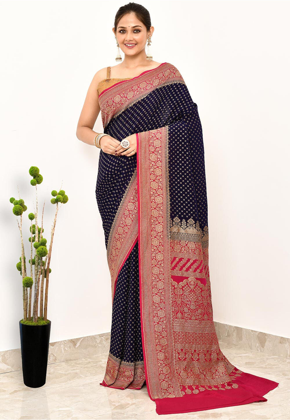 Purple Khaddi  Silk Handwoven Banaras Saree