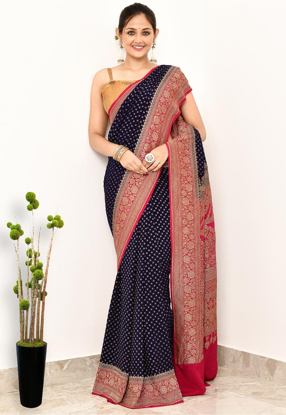 Purple Khaddi  Silk Handwoven Banaras Saree