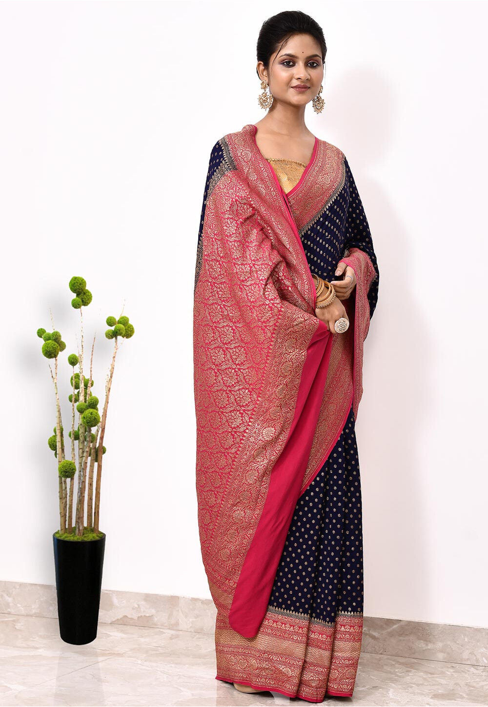 Wine Khaddi Silk Handwoven Banaras Saree