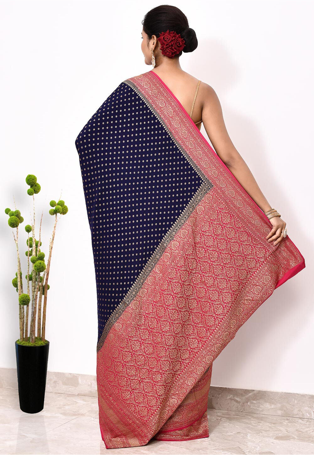 Wine Khaddi Silk Handwoven Banaras Saree