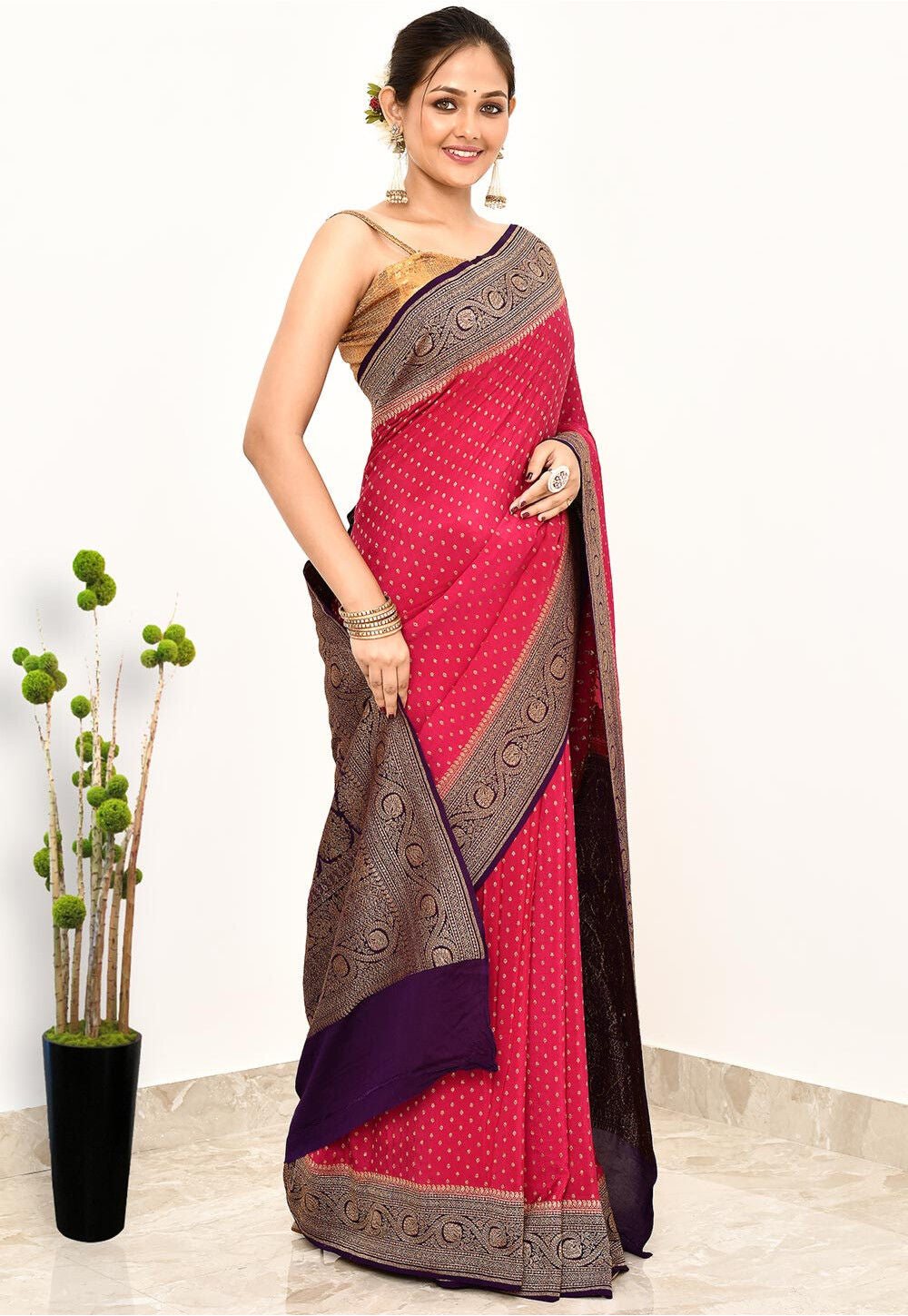 Baby Pink Khaddi  Silk Handwoven Banaras Saree