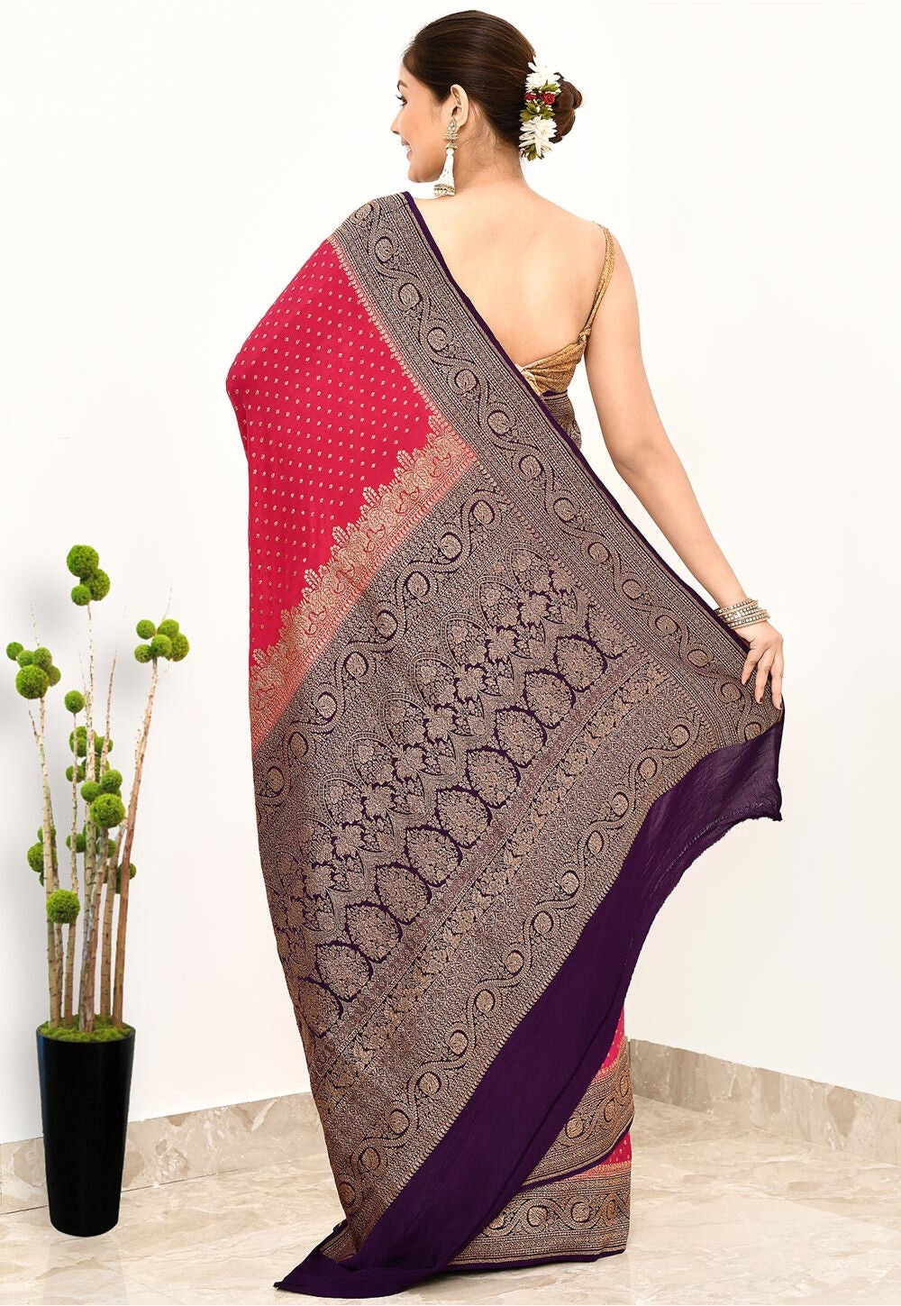 Baby Pink Khaddi  Silk Handwoven Banaras Saree