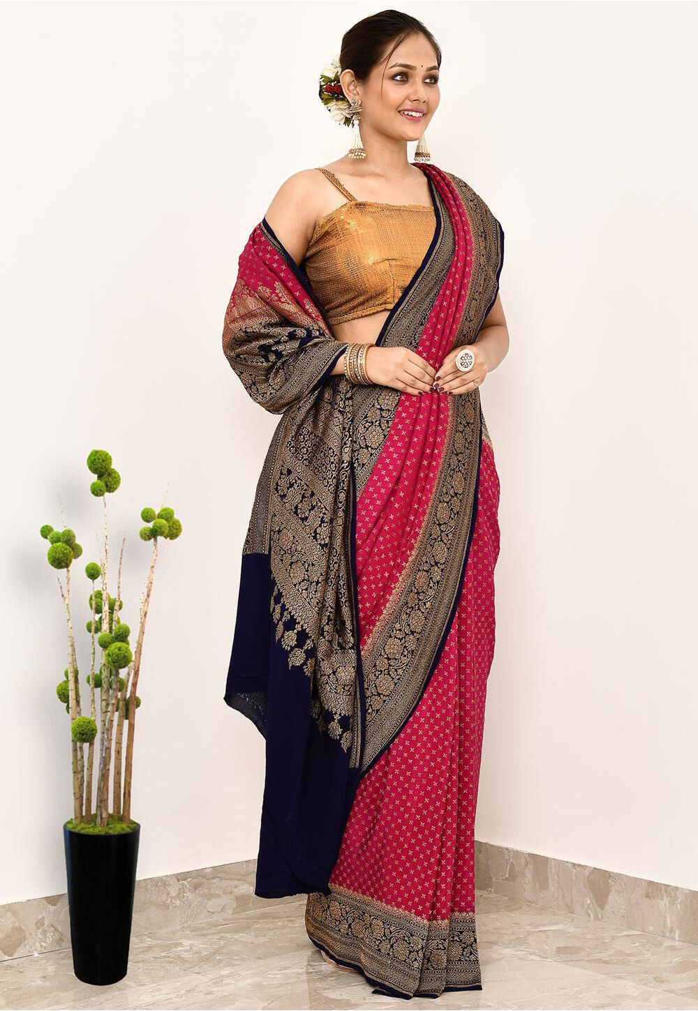 Baby Pink Khaddi Silk Handwoven Banaras Saree