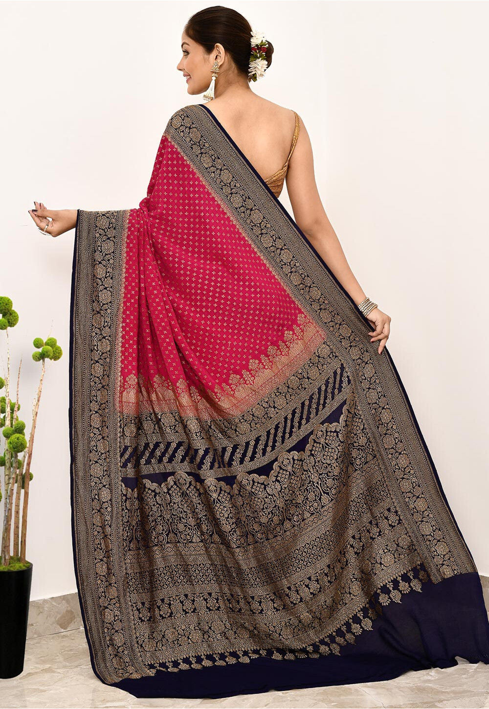 Baby Pink Khaddi Silk Handwoven Banaras Saree