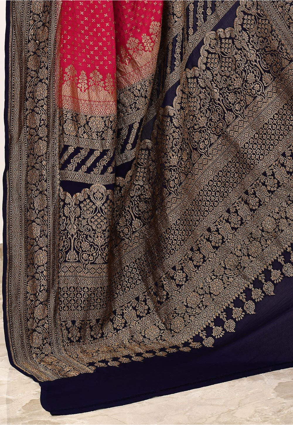 Baby Pink Khaddi Silk Handwoven Banaras Saree