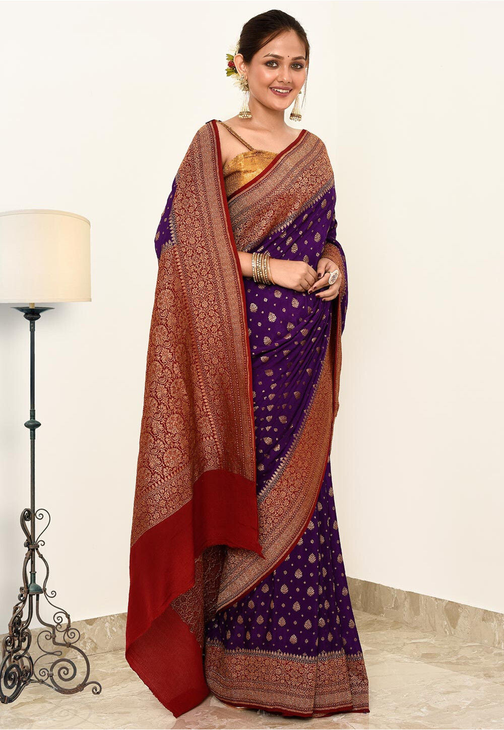 Crepe Silk Handwoven Banaras Saree
