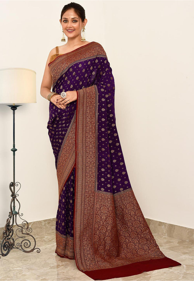 Crepe Silk Handwoven Banaras Saree