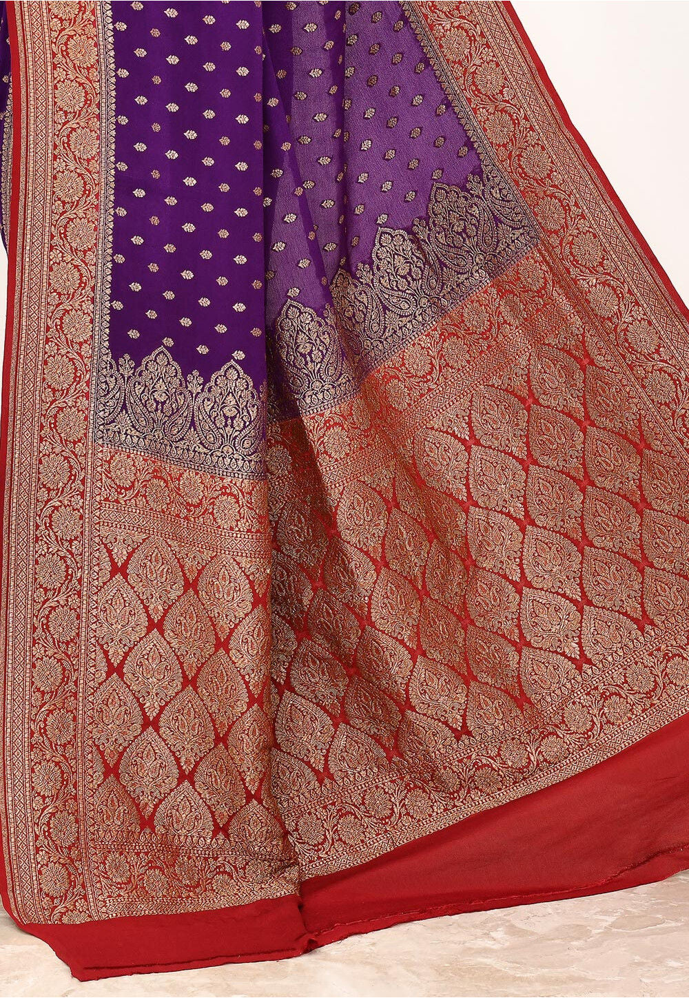 Wine Khaddi Silk Handwoven Banaras Saree