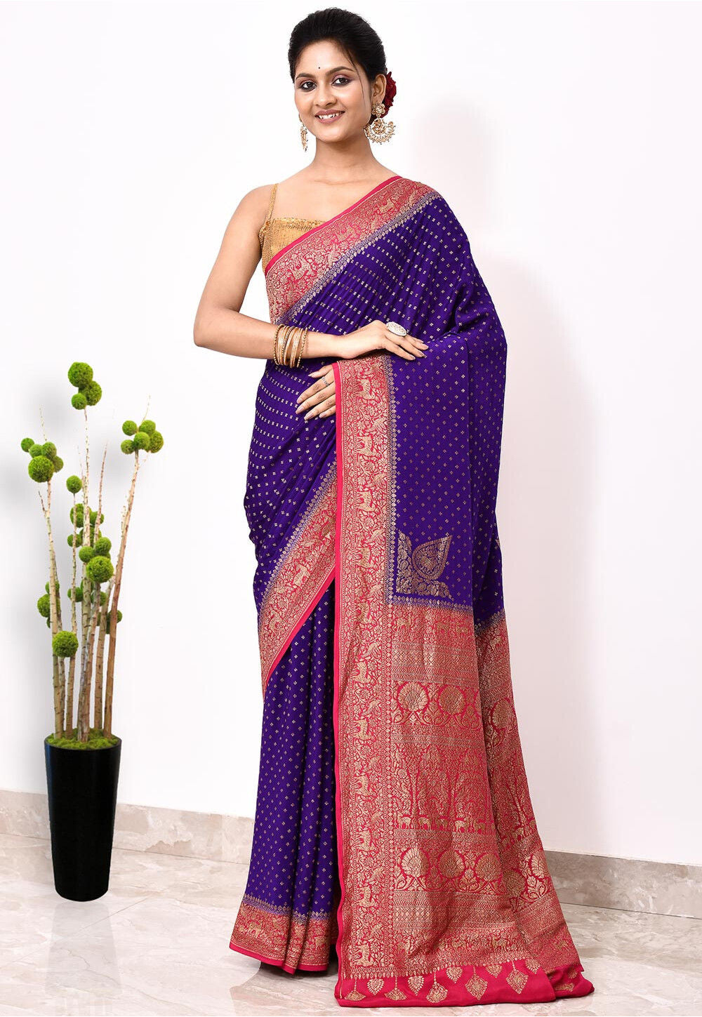 Purple Khaddi Silk Handwoven Banaras Saree