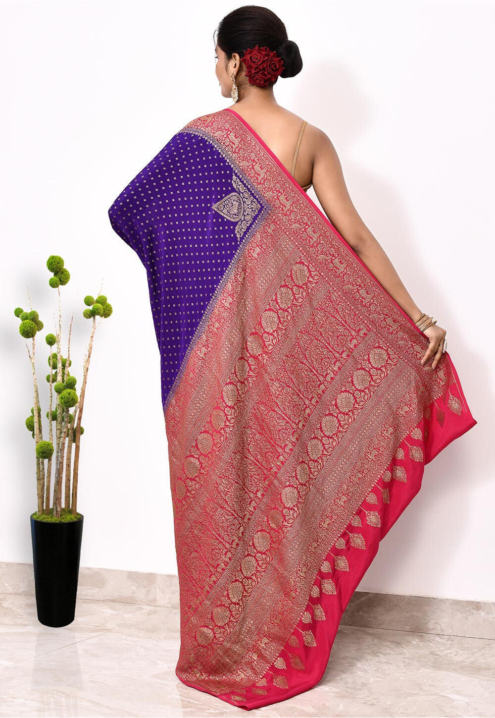 Purple Khaddi Silk Handwoven Banaras Saree