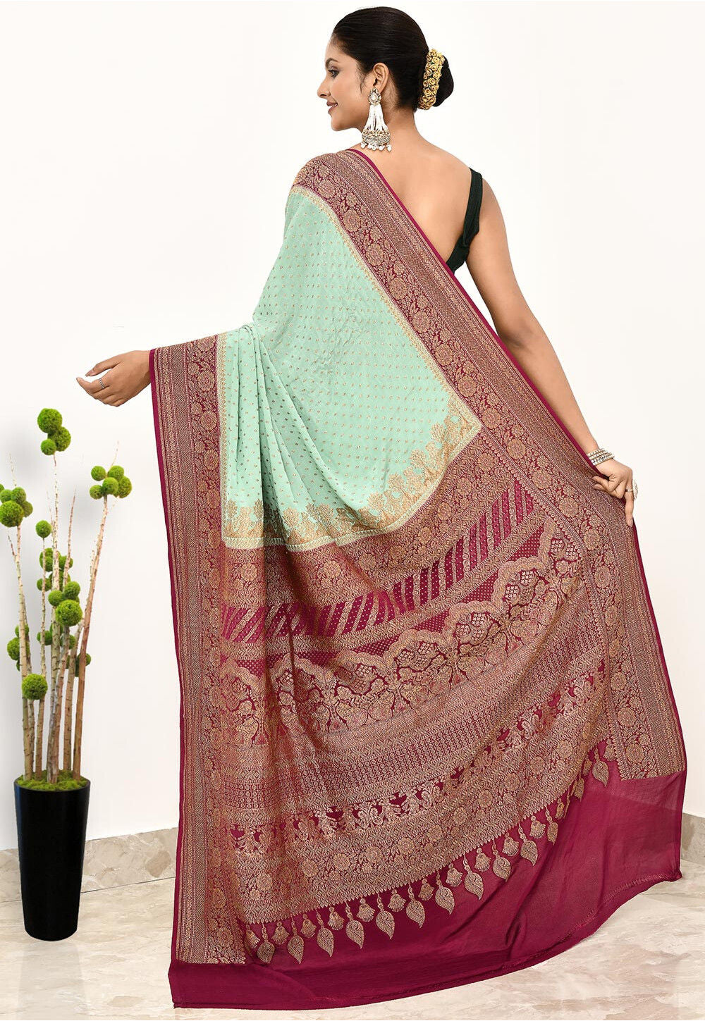 Sky Blue Khaddi  Silk Handwoven Banaras Saree