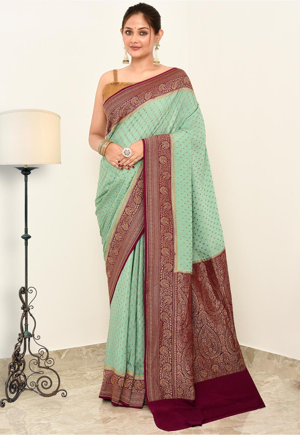 Crepe Silk Handwoven Banaras Saree