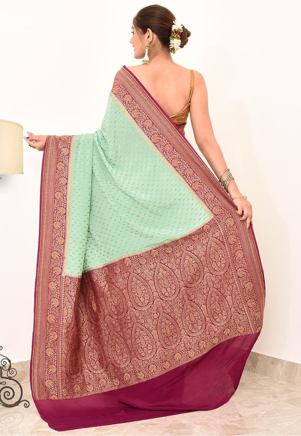 Crepe Silk Handwoven Banaras Saree
