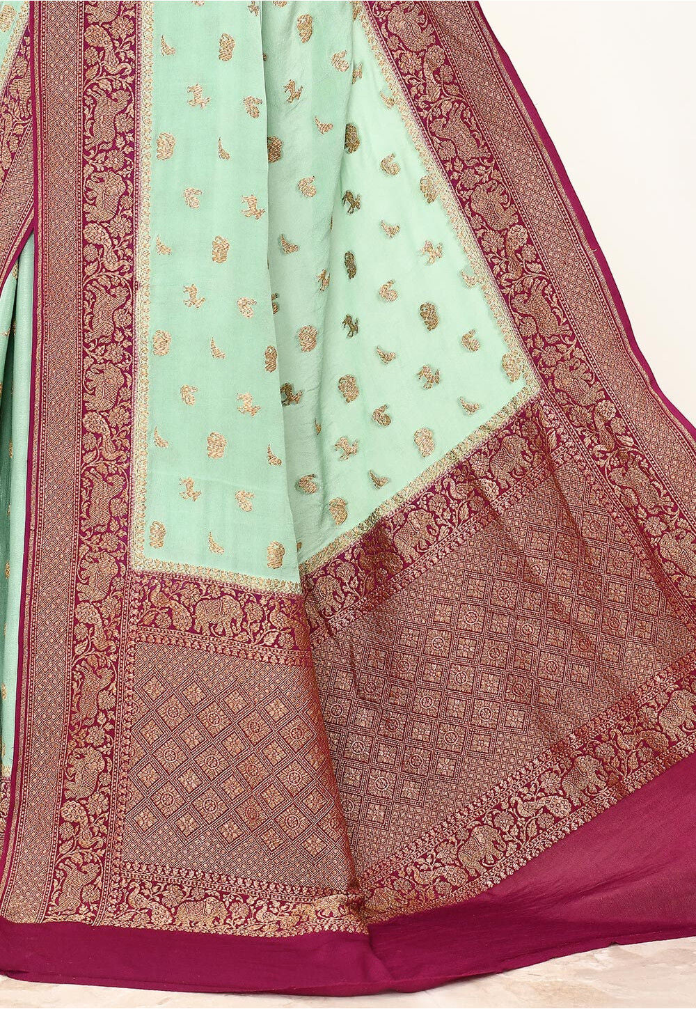 Sky Blue Khaddi Silk Handwoven Banaras Saree