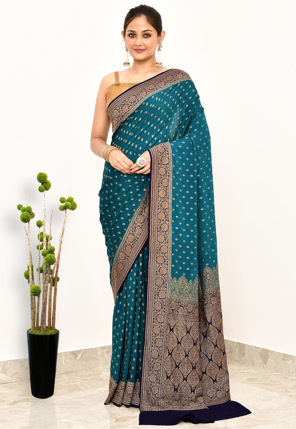 Blue Khaddi  Silk Handwoven Banaras Saree