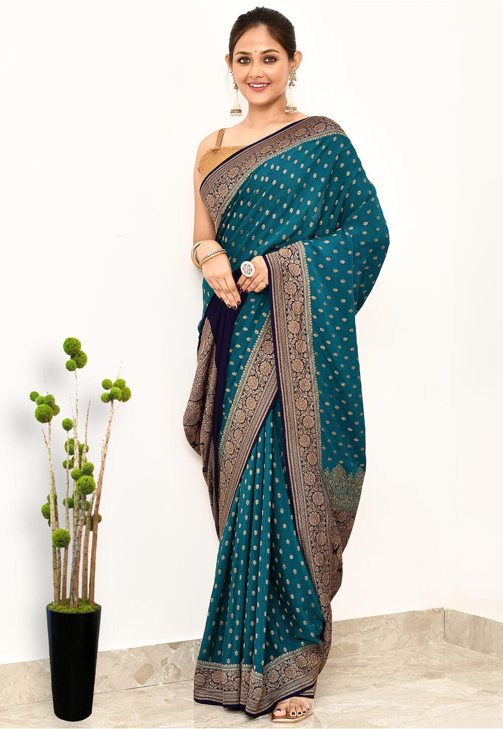 Blue Khaddi  Silk Handwoven Banaras Saree