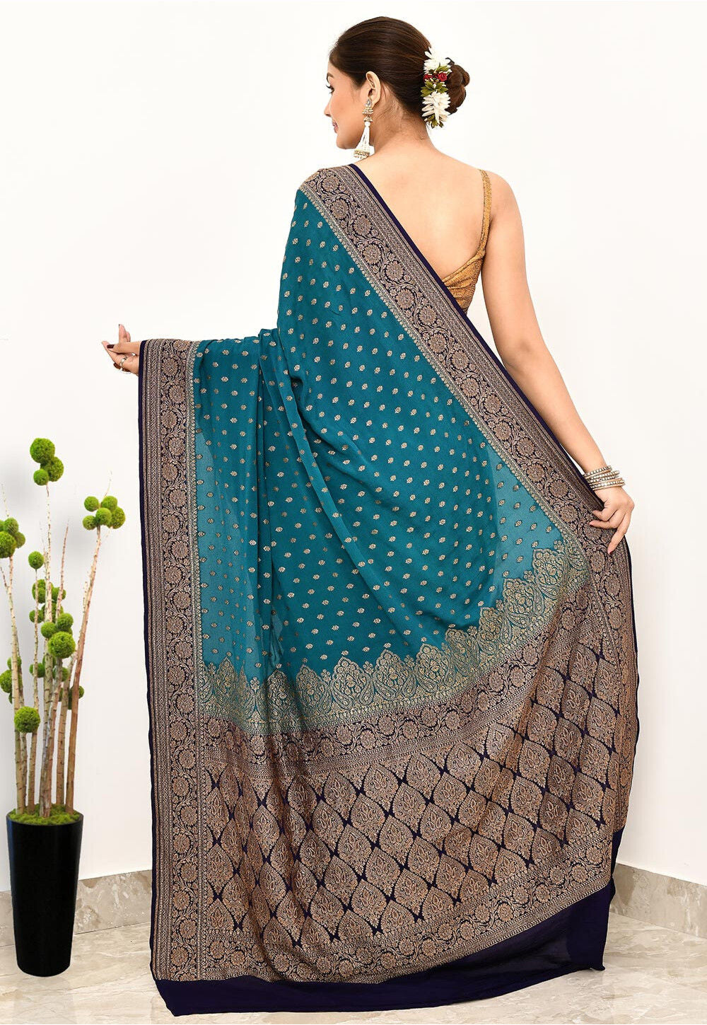 Blue Khaddi  Silk Handwoven Banaras Saree