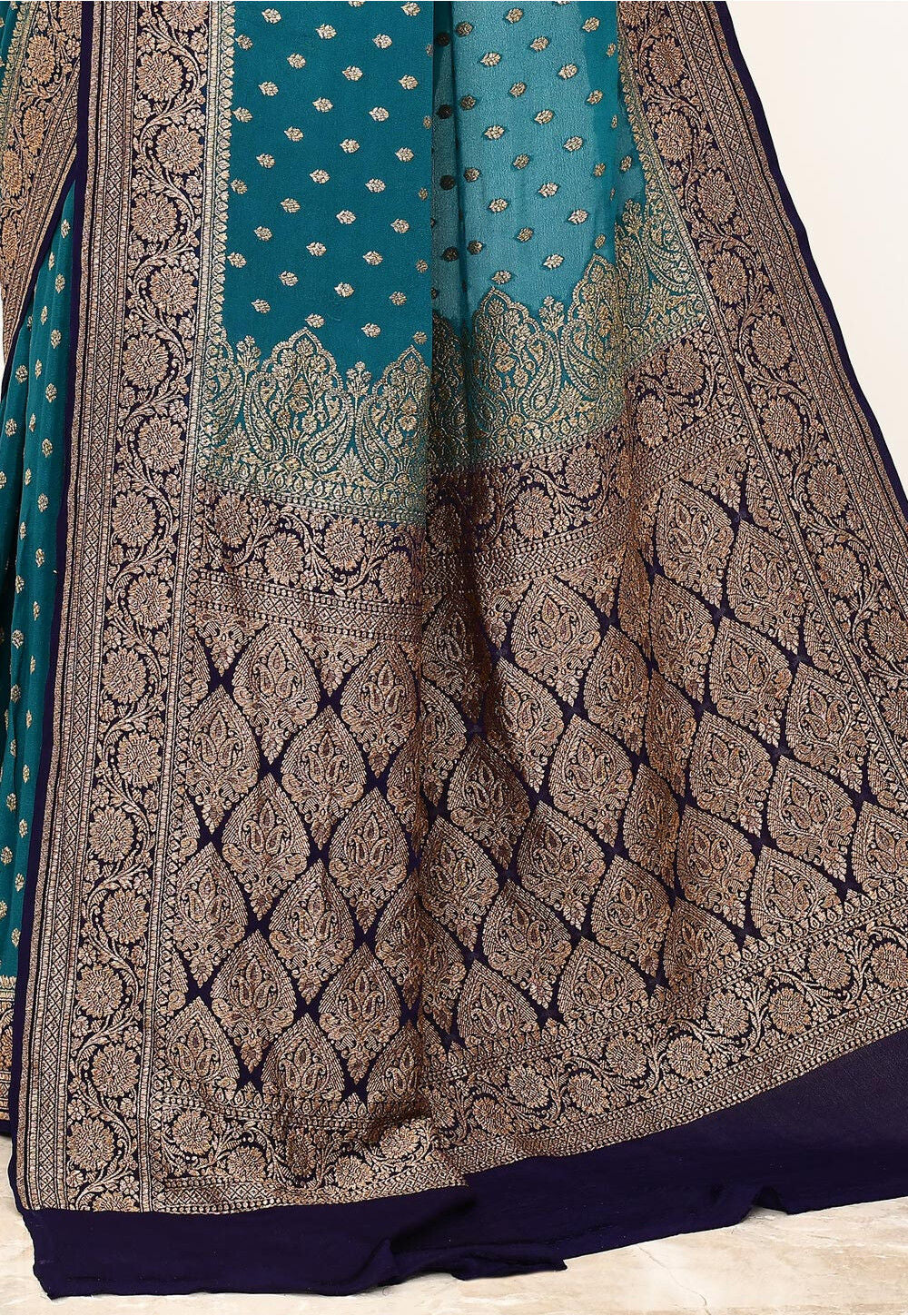Blue Khaddi  Silk Handwoven Banaras Saree