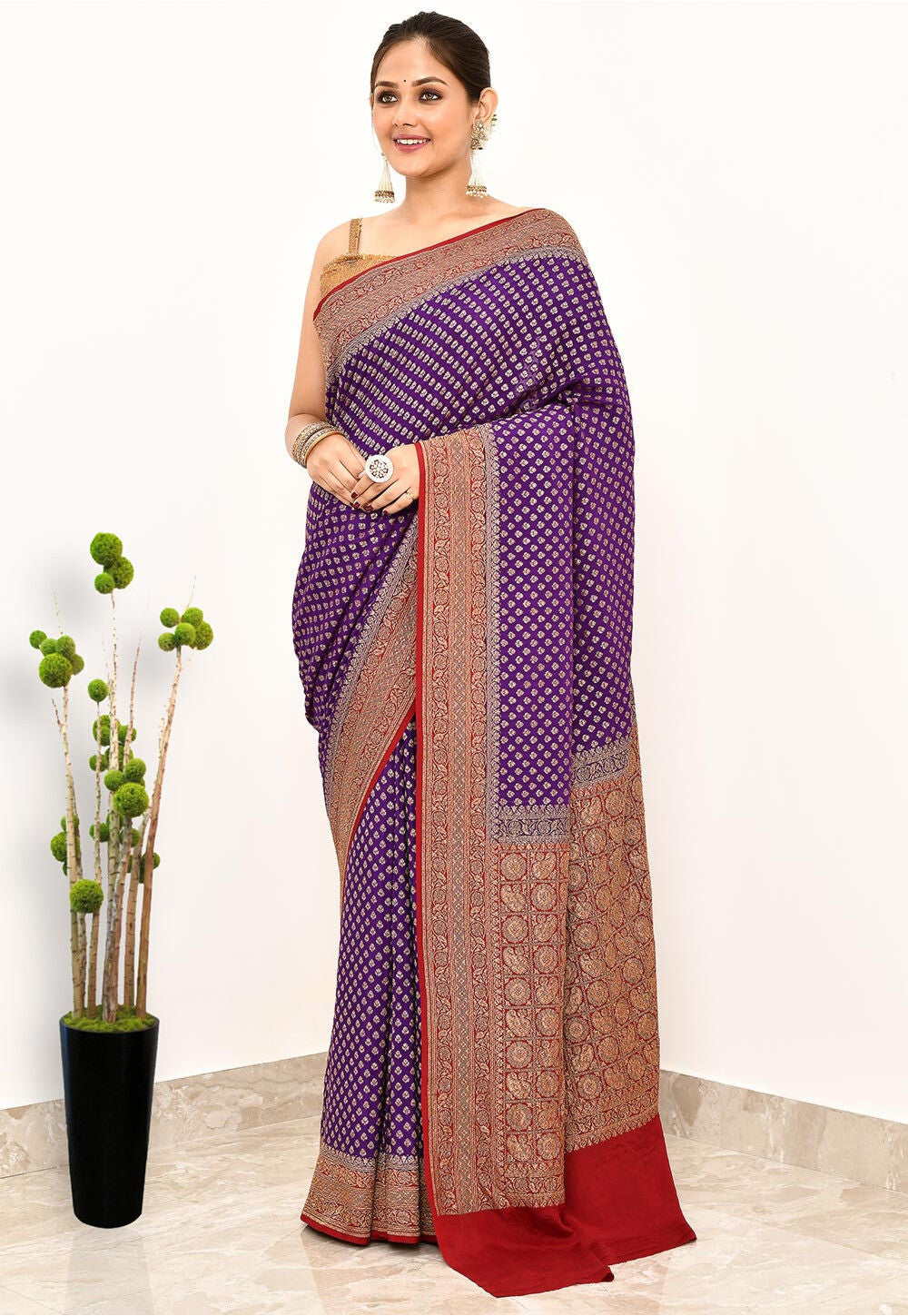 Purple Khaddi Silk Handwoven Banaras Saree