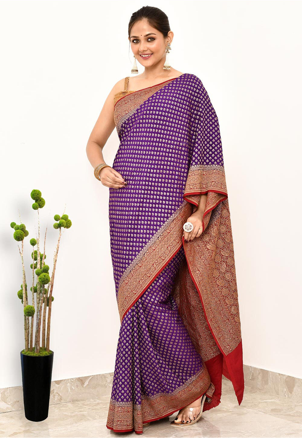 Purple Khaddi Silk Handwoven Banaras Saree