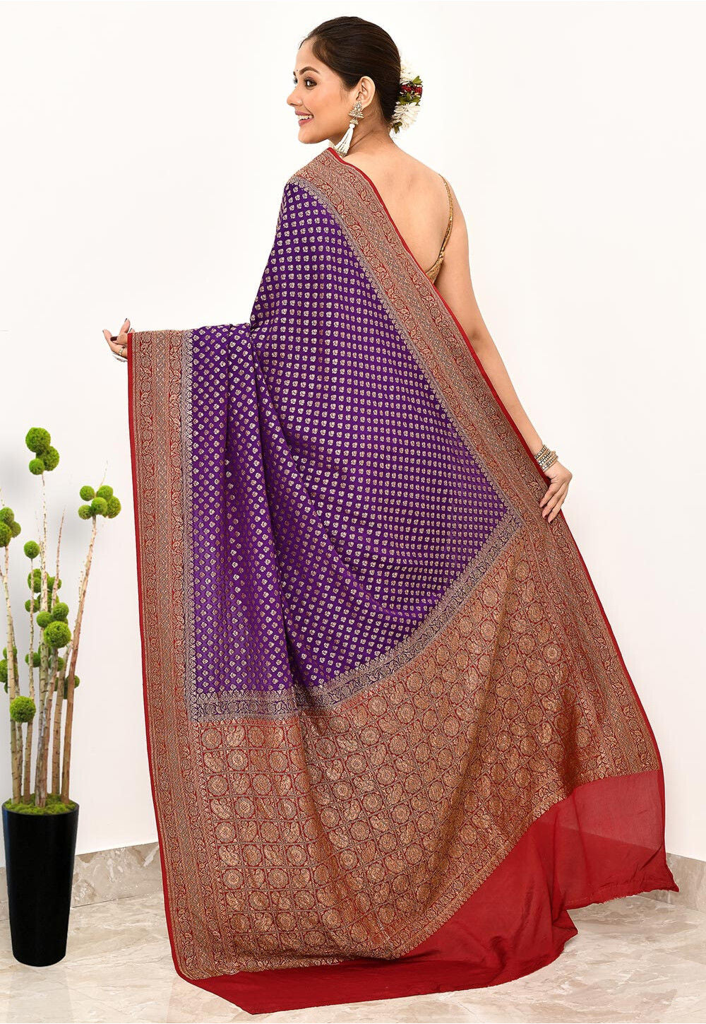 Purple Khaddi Silk Handwoven Banaras Saree