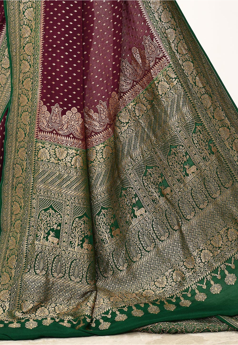 Wine Khaddi Silk Handwoven Banaras Saree