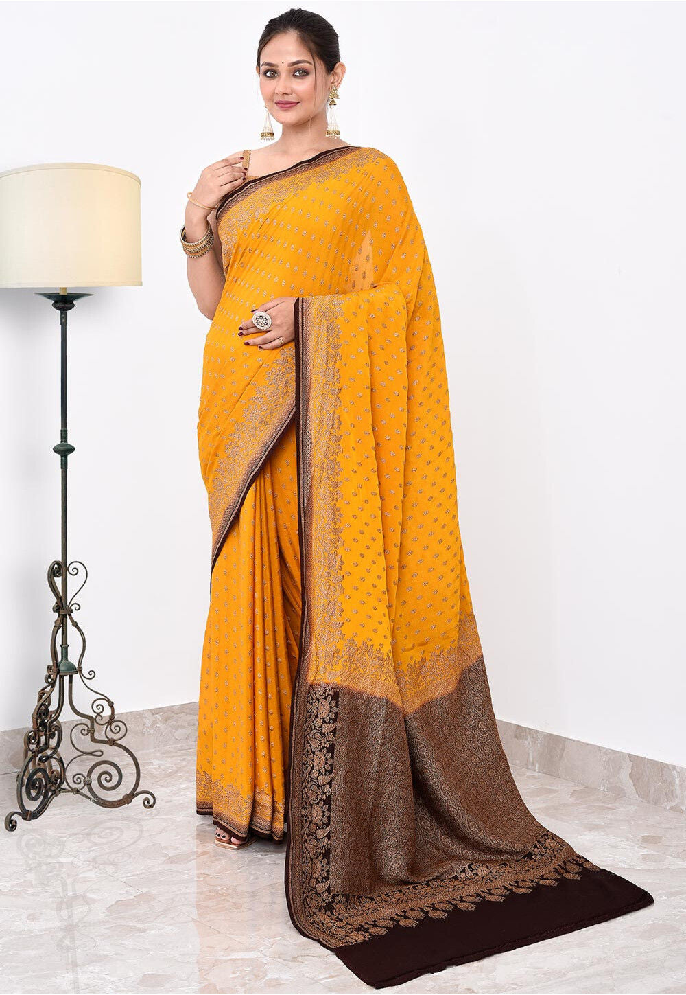 Crepe Silk Handwoven Banaras Saree