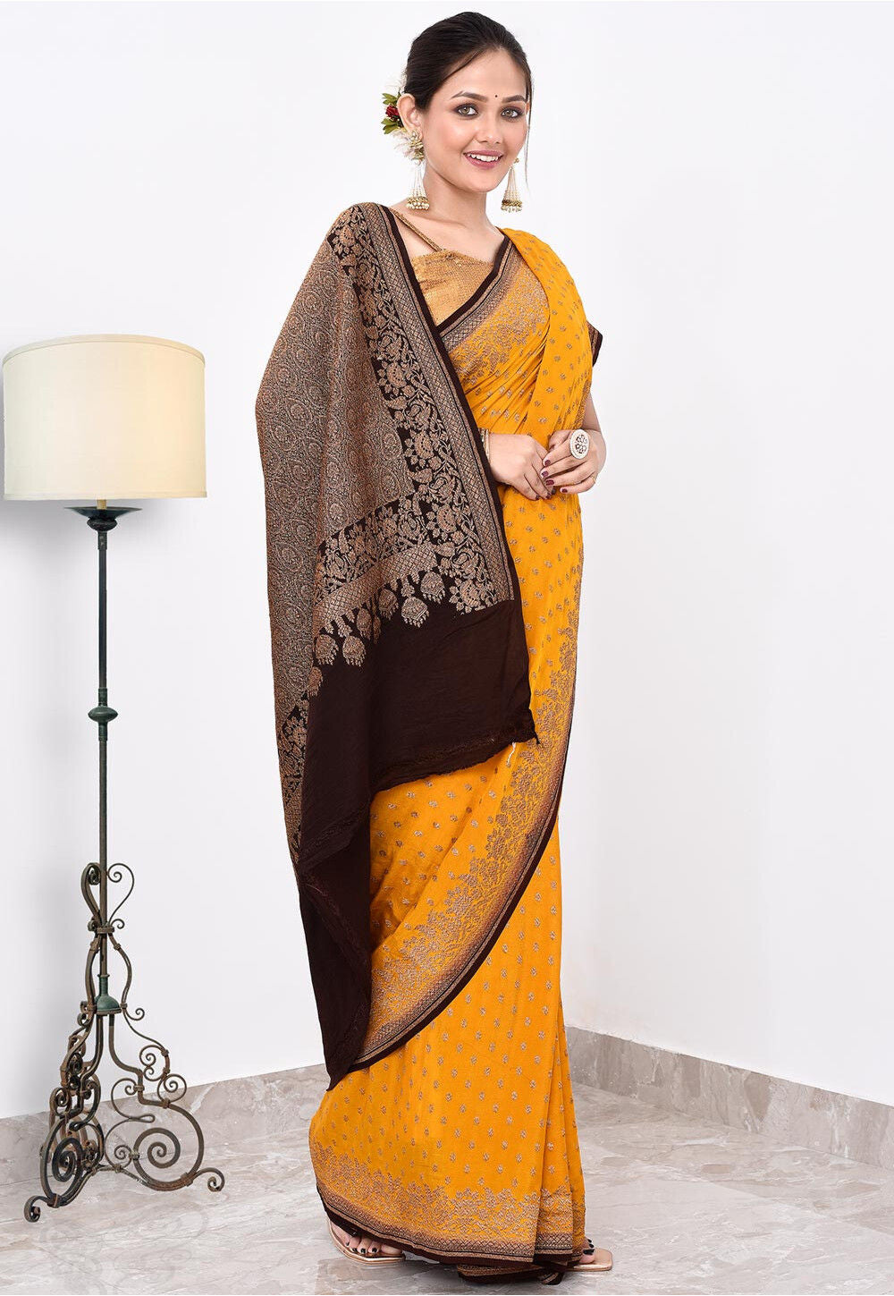 Crepe Silk Handwoven Banaras Saree