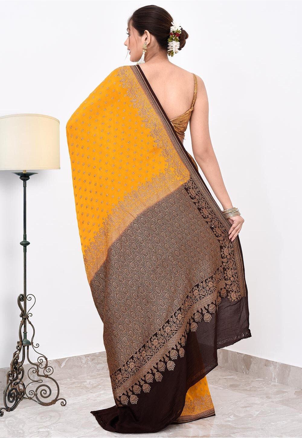 Crepe Silk Handwoven Banaras Saree