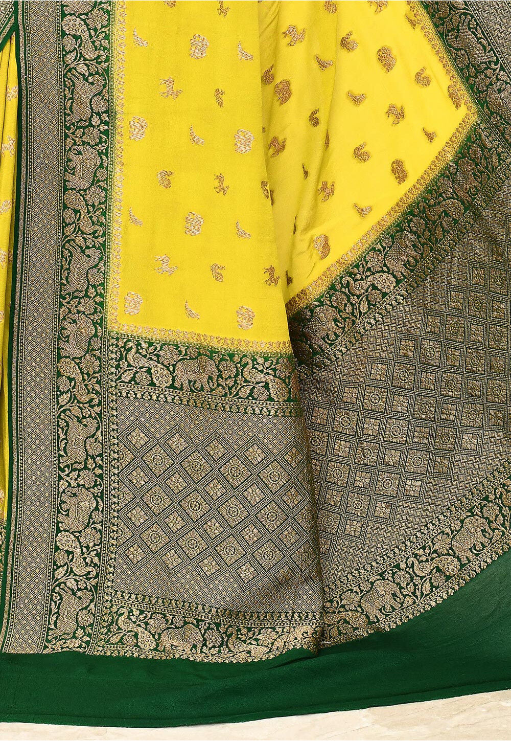 Lemon Yellow Khaddi Silk Handwoven Banaras Saree