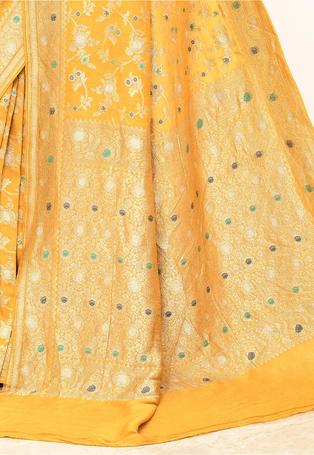 Yellow Monga Silk Handwoven Banaras Saree