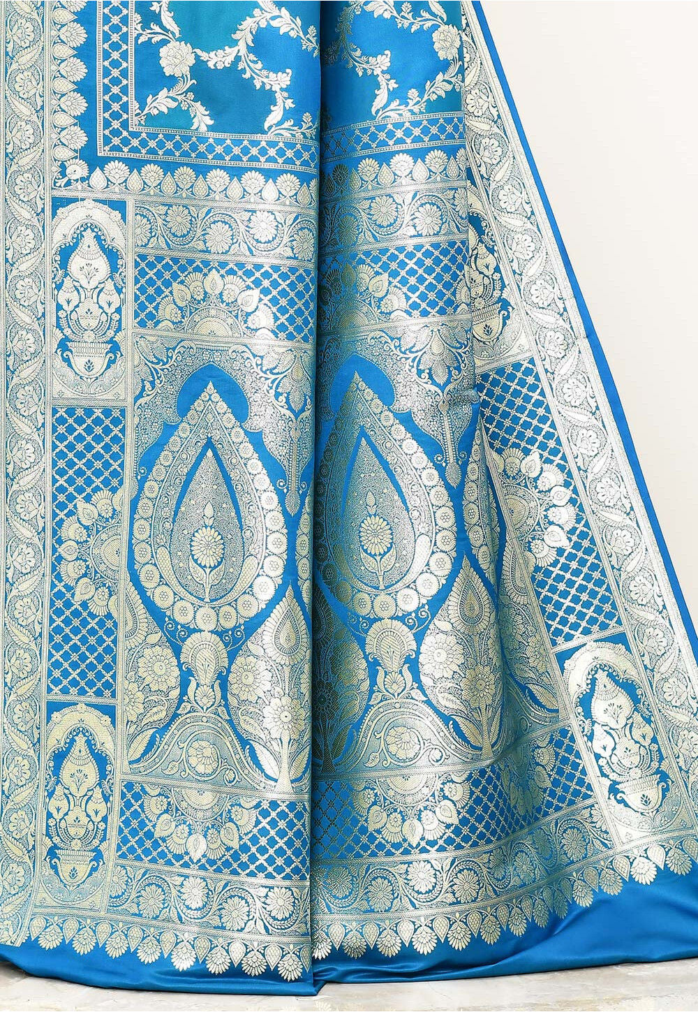 Blue Art Silk Handwoven Banaras Saree