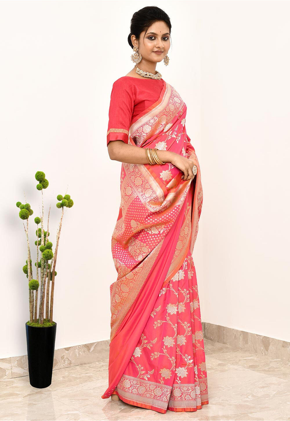 Mustard Rani Art Silk Handwoven Banaras Saree