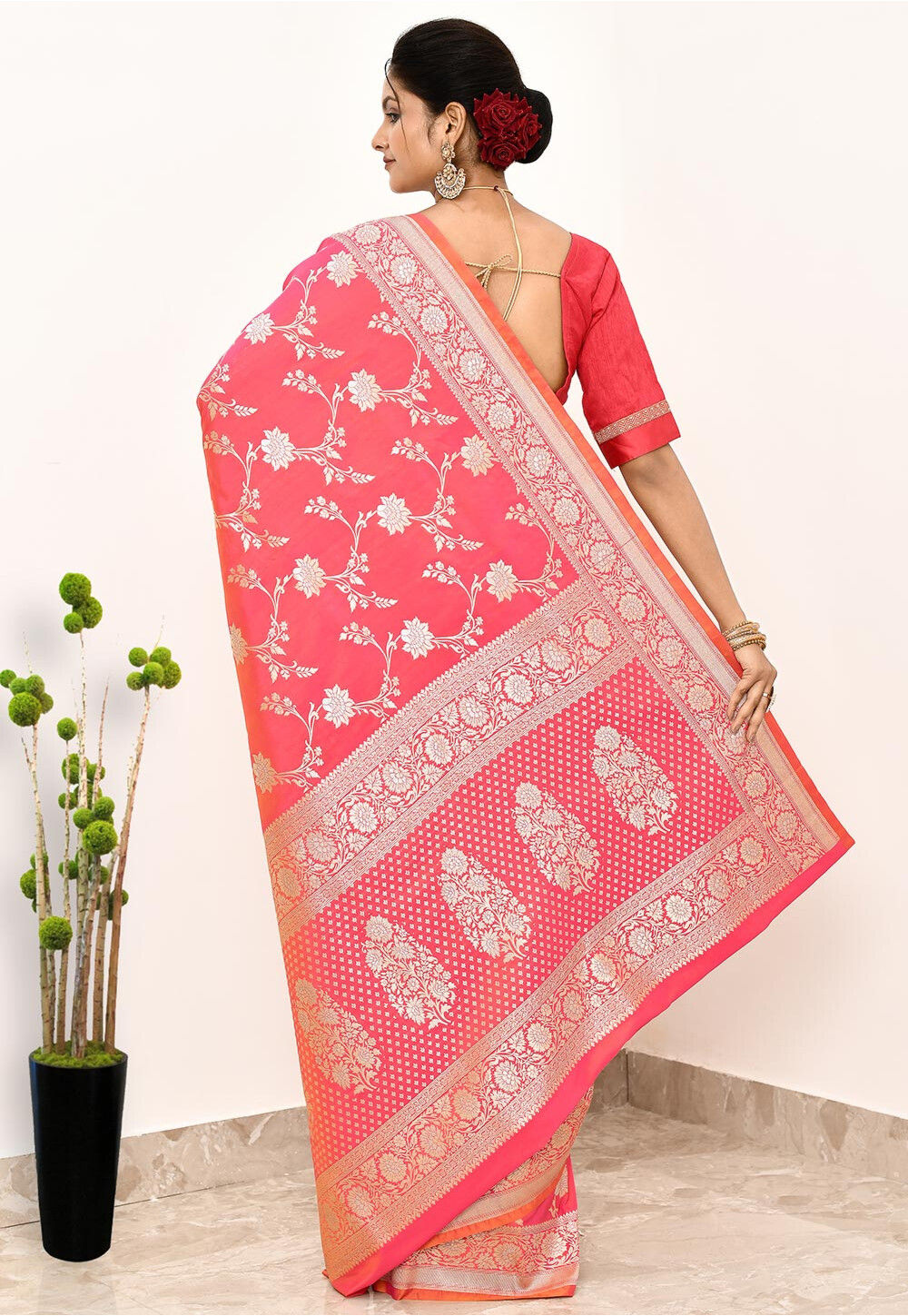 Mustard Rani Art Silk Handwoven Banaras Saree