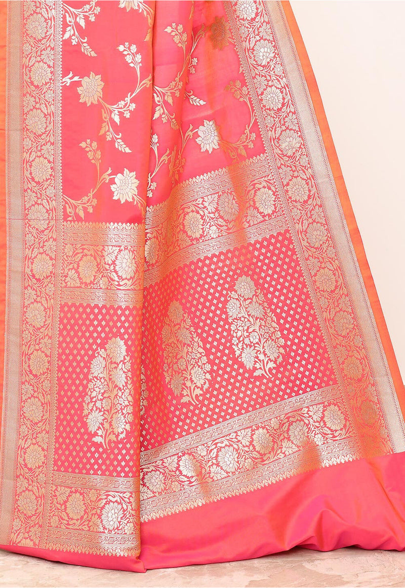 Mustard Rani Art Silk Handwoven Banaras Saree