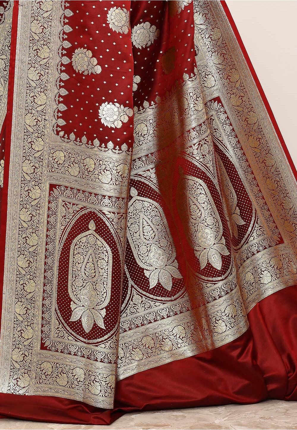 Maroon Art Silk Handwoven Banaras Saree