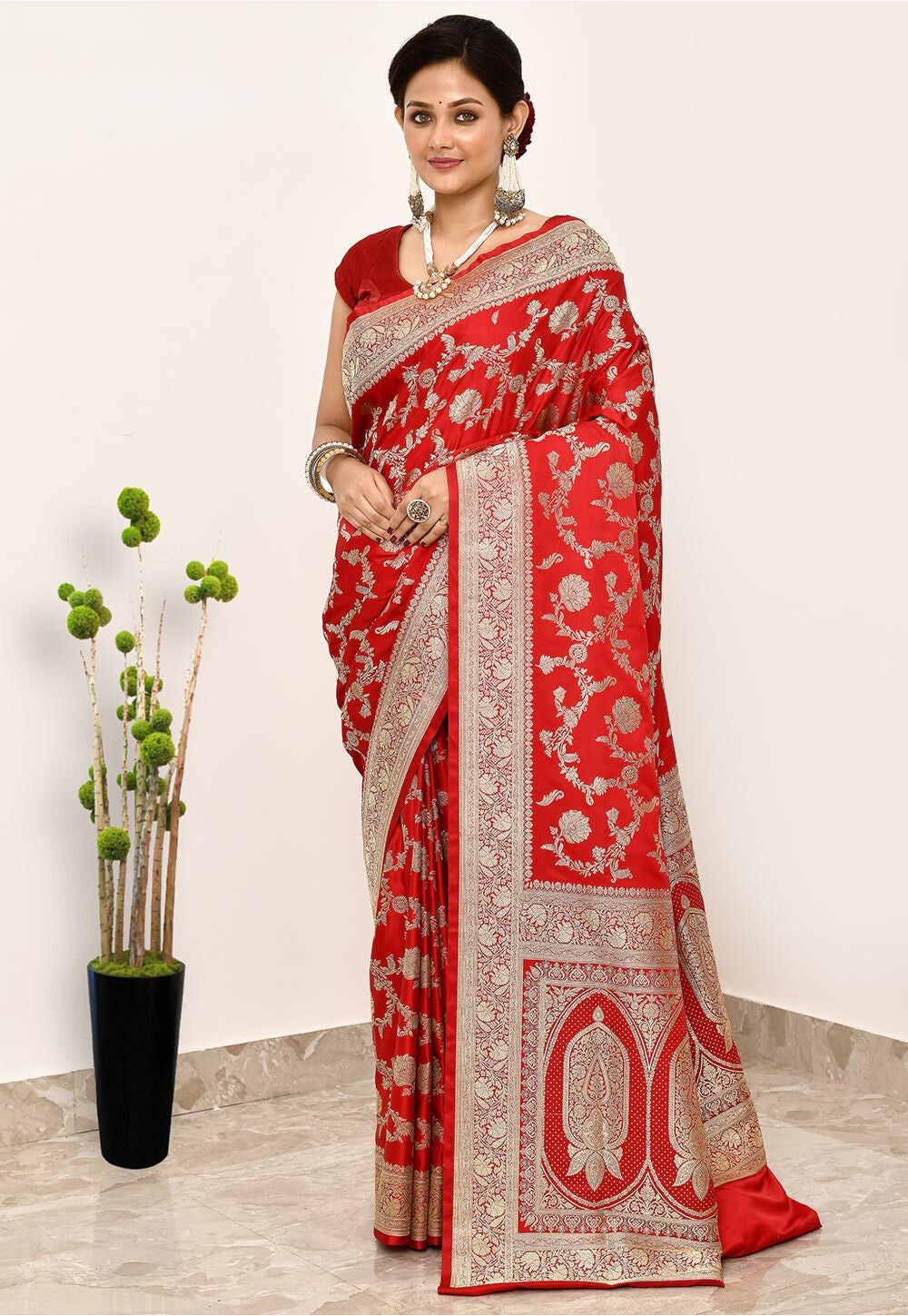 Red Art Silk Handwoven Banaras Saree